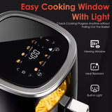 WHUTO Compact Air Fryer, 9-in-1 with Smart Digital Color TouchScreen Air Fryers, View Window, Air Fry, Roast, Bake,Reheat, Dehydrate, 12 Presets,Dishwasher Safe Basket & Less Oil Nonstick,4.2QT
