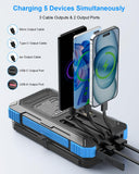 Kepswin Solar Charger Power Bank 49800mAh with 4 Built-in Cables & 3 Foldable Panels, PD22.5W Fast Portable Phone Charger, External Battery Pack with USB-C in/Output & Flashlight for Outdoor Camping