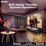 Bobtot Small Subwoofer Home Theater for TV Surround System 5 Wired Speakers Amplifier 4 inch Woofer Built-in Receiver Support ARC Optical Bluetooth Input for Projector