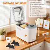 Davivy Bread Maker Machine with 2 Dough Kneading Paddles,15-in-1 Automatic Large Capacity Bread Machine Nonstick Bowl For Bread, Jam& Yogurt, 3 Loaf Sizes and 3 crust settings, 3.5LB, includes gloves