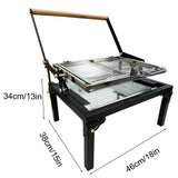 Folding Barbecue Grill, Portable Charcoal Grill with 360 Degree Rotating Cooking Grille, Cooking Grill with Adjustable Tray, Suitable for Outdoor Camping Picnicking Backyard Garden Parties
