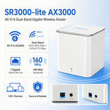 FLYINGVOICE SR3000-lite AX3000 Wi-Fi 6 Router, Dual-Band Gigabit Wireless Internet Speed, 1 x Gigabit Port (WAN/LAN), WPS Button, Compact Design for Home & Office