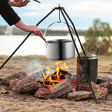 Camping Cookware Set 304 Stainless Steel 8-Piece Pots & Pans Open Fire Cooking Kit | Frying Pan Steamer with Travel Tote Bag Wealers