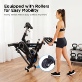 EFITMENT Magnetic Exercise Bike, Ultra-Stable Stationary Bike with Quiet Belt Drive, Indoor Cycling Bike for Home Cardio Workout, LCD Monitor & Bottle Holder IC031