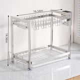 LIZWETEC Dish Drying Rack, Double Layered countertop Kitchen Organizer with Drainage Large Bowl Rack and Storage Rack with Drainage Board (Silver Upgraded Version)