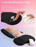 Hokafenle 2in1 Combination, Wave Keyboard Wrist Rest and Ergonomic Curvature Mouse Pad Wrist Support for Relieve Wrist Pain, Filled with Soft Cushion Memory Foam, Black