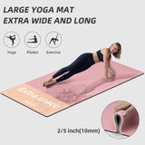 Yoga Mat 75"x 40"x10mm (2/5 inch) – Extra Thick & Wide, TPE Fitness Mat, Printed Non-Slip Exercise Mat with Carrying Strap  (pink/black)