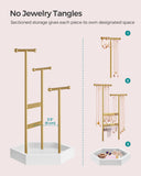 Jewelry Holder, Jewelry Organizer, 4 Independent Zones, Jewelry Display Stand with Metal Frame SONGMICS