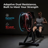 Sunny Health & Fitness Premium Smart Air & Magnetic Resistance Rowing Machine, Foldable Long Silding Rail Exercise Rower for Home Training