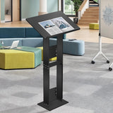 Adjustable Acrylic Podium Stand, 24" Wide Lectern with Metal Base, Portable Pulpit for Church