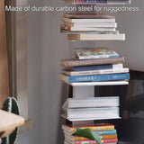 11-Tier Veal Metal Spine Boohelf Tower, Slim Floating Bookcase for Smals, Modern Gray Book Shelf for Living Room, Bedroom, Office Decor