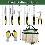 8-Piece Garden Tools Set for Gardening Aluminum Alloy Heavy Duty Kit, with Storage Tote Bag, Ergonomic Rubber Grip