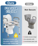 HOMLAND Raised Toilet Seat with Handles, Toilet Seat Riser for Seniors with Adjustable Height & Width, 400lb Handicap Elevated Toilet Seat for Elderly, Pregnant, Fit Any Toilet