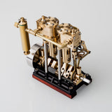 MechPuConToy Engine Model Kit That Works, Vertical Two-Cylinder Reciprocating Steam Engine Model with Oil Cup Support Forward and Reverse Rotation for 80-120CM Steam Model Ship (Boiler Not Included)