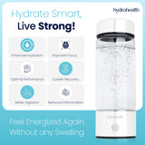 Hydrohealth Hydrogen Water Bottle for Kidney Health – 1600PPB Hydro Health Rechargeable Bottle with SPE/PEM Tech – Water Hydrogen for Daily Use | Turbocharge Energy, Strength & Metabolism