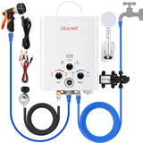 Tankless Water Heater Propane,2.11GPM 8L Outdoor Portable Water Heater,with 2 GPM Water Pump, with Digital Display Multi-Protection for Camping Trips Boat Cabins