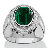 Oseew 3ct Created Emerald Ring for Men ovel Emerald Gemstone Engagement Ring Promise Ring for Him Men’s Fine for Him Husband Anniversary