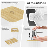 InnJoey Bathroom Accessories Set - 10PC Bathroom Set, White Bathroom Set, Bathroom Accessories Set, Toilet Brush, Bathroom Trash Can & Soap Dispenser