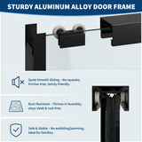 44-48 in. w x 72 in. h Semi-Frameless Double Sliding Shower Door, Clear Tempered Glass, Matte Black Frame for Walk-in Shower, Space-Saving Solution for Tight Bathrooms