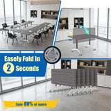Folding Conference Room Table with Large Wheels,Space-Saving Stackable Folding Meeting Table Modular Flip-Top