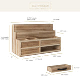 BLU MONACO | Natural Wood Mail Organizer with Drawer & Pen Holder | Rustic Desk Organizer for Bills, Letters & Countertop Storage | Wooden Desktop Mail Sorter for Home & Kitchen