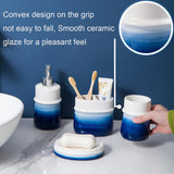 RZCNC Navy Blue Bathroom Accessories Set, 4-Piece Blue Ceramic Bathroom Decorations Accessories Set,Contain Toothbrush Cup,Soap Dispenser,Soap Dish,Tumbler