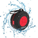 Portable Shower Speaker, IPX7 Waterproof Wireless Outdoor Speaker with HD Sound, 2 Suction Cups, Built-in Mic, Hands-Free Speakerphone for Bathroom, Pool, Beach, Hiking, Bicycle(Red)