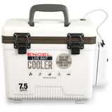 Engel 7.5qt Live Bait Cooler Box with 2nd Gen 2-Speed Aerator Pump - Portable Fishing Station & Minnow Bucket for Shrimp & Other Live Fish with Aerator - ENGLBC7-N in White