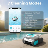 Pleco Pro Cordless Robotic Pool Cleaner, Smart Navigation, 210–240 Min Runtime, Wall Climbing & Waterline Cleaning, Up to 2691 Sq.Ft, Dual-Layer Filtration for Inground Pools(Obsidian White)