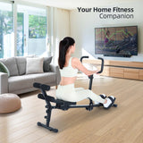 Sportneer Hydraulic Rowing Machine - Rowing Machine for Home - Foldable Rowing Machine with 12-Level Resistance - Multi functional rowing machine equipped with caster and backrest, 297lbs maximum load Sportneer