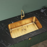 MONSINTA Gold Kitchen Sink 30 Inch, SUS304 Stainless Steel Undemount Kitchen Sinks, 30" x 18" x 9" Large and Deep Single Bowl Kitchen Sinks With Grid and Sink Drain Assembly