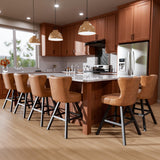 Ollega 26" Brown Swivel Counter Height Bar Stools Set of 6, 18.9" Wide Seat