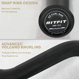RitFit 2 Inch EZ Curl Bar with Weights, 350LBS Weight Capacity Olympic Curl Barbell for Bicep, Tricep and Weight Lifting Exercises, with 85LBweights