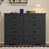 BORNOON 8-Drawer Dresser for Bedroom, Modern Wooden Chest of Drawers with Metal Handles, Anti-Tipping Design, Sturdy and Stable Storage Organizer for Living Room, Entryway, Home Office