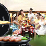 Electric Grill, Techwood Indoor/Outdoor Electric BBQ Grill, 1600W Portable Removable Stand Grill with Adjustable Heat & Drip Tray (Black)