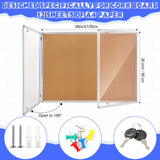 Motipuns 48"x36" Lockable Enclosed Bulletin Board with Glass Door, Weather Resistant Cork Notice Board, Wall Mounted Display Case for School Office Community Outdoor, 12xA4(Brown, Silver Frame)