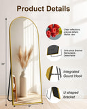 NBGV 59"x16" Floor Mirror Full Length, Arched Full Length Mirror with Stand, Full Body Mirrors for Bedroom Living Room or Cloakroom Gold