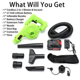 Cordless Leaf Blower, 2-in-1 Portable 21V Lithium Battery 110V Multifunctional Blower for Blowing Leaf