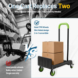 2-in-1 Folding Hand Truck & Dolly Cart, Convertible Hand Truck with Flat Platform