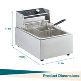 Electric Deep Fryer Stainless Steel with Basket and Lid - 6.34 QT/6 L Capacity, 1800 Watts, 120V Countertop Fryer for Home Kitchen and Restaurant