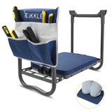 Gardening Stool Kneeler Folding Gardening Bench with Thicker Detachable Kneeling Pad and Tool Store Pouches (Blue)