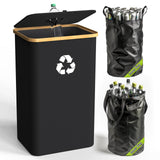 Pakusane Recycling Bin for KitcRecycling Bin for Kitchen Indoor Home, Large 26 Gallon 100L Recycle Bin with Lidhen Indoor Home, Large 26 Gallon 100L Recycle Bin with Lid Removeable Reusable Inner Bag Bottle Can Glass Waste Plastice Stickers,Black