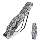 LEOFISHING Portable 3 Layers Fishing Pole Bag Durable Oxford Folding Fishing Rod Reel Carry Case Tackle Storage Bag Case Waterproof Camouflage Travel Fishing Carrier (Grey Camouflage, 120cm/47in)