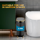 Supteron Bathroom Trash Can with Lid 3.1 Gallon Narrow Trash Can Small Plastic Trash Bin 12 Liter Rectangular Plastic Garbage Can