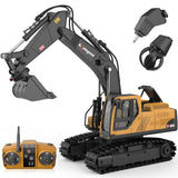 kolegend 3 in 1 Remote Control Excavator Toy 14 Channel RC Excavator Toy for Boys 3-12 with Bucket/Claw/Drill 2.4GHz Full Functional Construction Vehicles Toys Gift for 6 7 8 9 10 Years Old Kids Boys