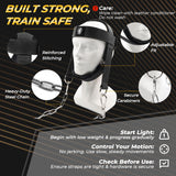 Leather Neck Harness for Weight Lifting – Adjustable Head Strap with Heavy-Duty Steel Chain & Microfiber Padding – Neck Exerciser for Bodybuilding, Boxers & Gym Workout (Black)