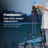 SmallRig AD-50 Max Heavy Duty Video Tripod, 68.5" Carbon Fiber Lightweight Tripod with FreeSpeed One-Step Height Adjustment, Fluid Head, Dual-Mode QR Plate, Load up to 17.6lb