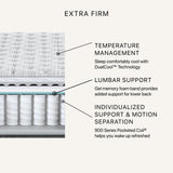 Beautyrest Silver BRS900 12” Extra Firm Queen Mattress, Cooling Technology, Supportive, CertiPUR-US, 100-Night Sleep Trial, 10-Year Limited Warranty, White