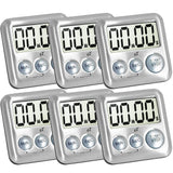 Elegant Digital Kitchen Timer Stainless Steel - Silver - Strong Magnetic Back - Kickstand - Loud Alarm - Large Display - Auto Memory - Auto Shut-Off - Model eT-26 (Silver 6-Pack) by eTradewinds