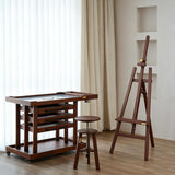 Solid Wood Artist's Easel，Foldable Floor-Standing Display Stand